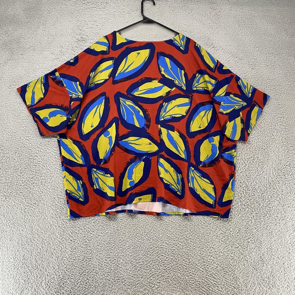 Coreylynncalter Blouse Womens 3X Multicolor Leaf Print Dolman Sleeve Top Boxy - Picture 9 of 13